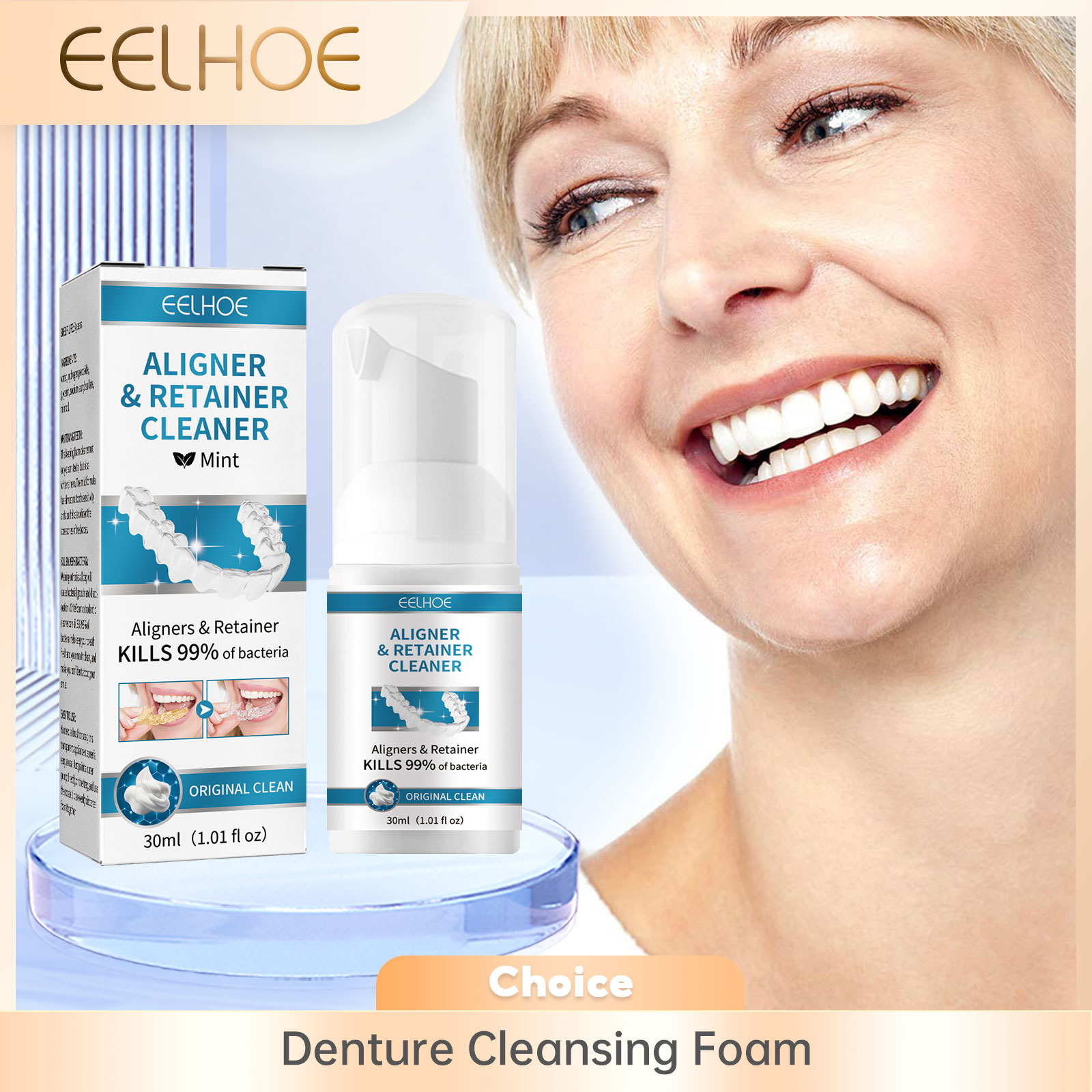 Teeth Whitening Toothpaste - Aligner Denture Cleaner Foam Deep Cleaning